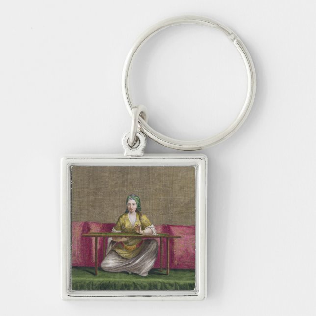 Porte-clés Fille turque, brodant, XVIIIème siècle (engravin (Devant)