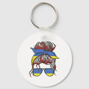 Porte-clés Fille ukrainienne avec des lunettes de soleil Fier
