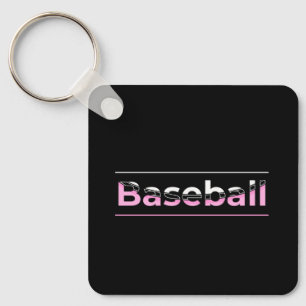 Porte-clés Filles Baseball - Typographie Géométrique Rose