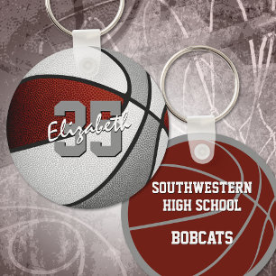 Porte-clés filles garçons maroon gris équipe couleurs basketb
