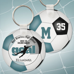 Porte-clés filles turquoise football noir acheter 1 ou pour l