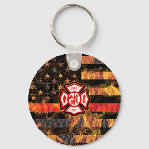 Porte-clés Firefighter Cross and Flames