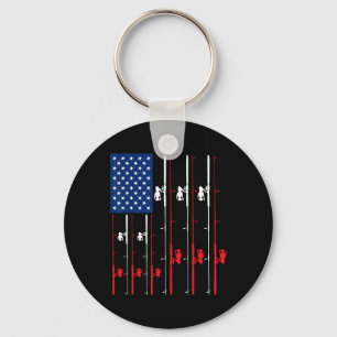 Porte-clés Fishing Rod Us Drapeau Chemise mignonne Poisson Ch