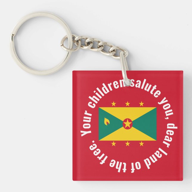 Porte-clés Flag of Guyana National Anthem Red Green Yellow (Devant)