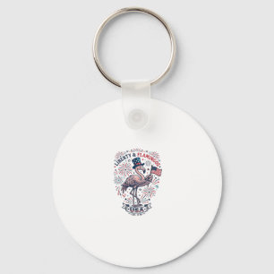 Porte-clés Flamant Patriotique Design de Chemise Gravure Vint