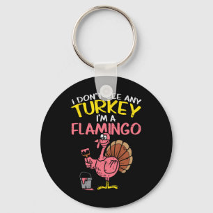 Porte-clés Flamant rose de Turquie rose amusant Thanksgiving 