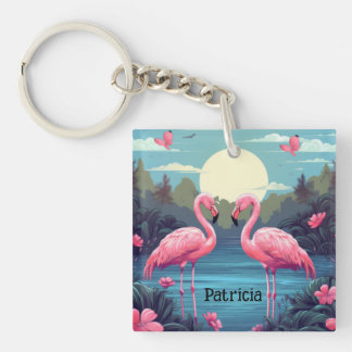 Porte-clés Flamant rose rose