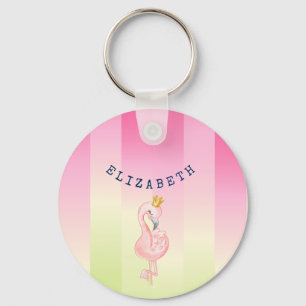 Porte-clés Flamant rose rose mignon Ombre rayé