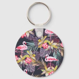 Porte-clés Flamant rose Tropical : Motif sans couture d'été