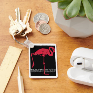 Porte-clés Flamant rose vintage oiseau à la ménagerie de Muni