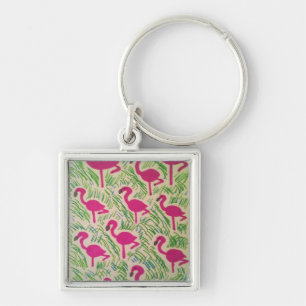 Porte-clés Flamants roses motif tropical