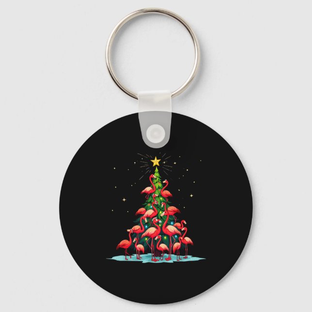 Porte-clés Flamingo Christmas Tree Funny Nkie Holiday Flaming (Recto)