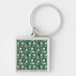 Porte-clés Flamingo seamless pattern pink on green background