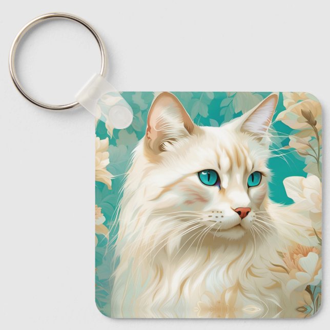 Porte-clés Flamme Lynx Point Siamese Portrait Art (Recto)