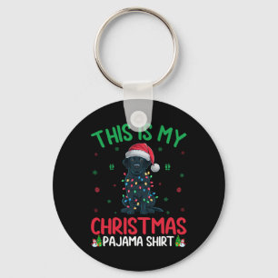 Porte-clés Flammes d'arbre vilaines Père Noël Black Labrador