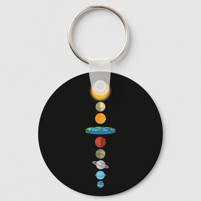 Porte-clés Flat Earth Society Planet Solar System Cadeau (Recto)