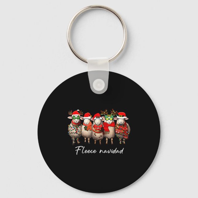 Porte-clés Fleece Navidad Christmas Spanish Sheep Santa Sheep (Recto)