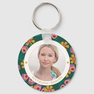 Porte-clés Fleur 40e anniversaire photo élégante féminine