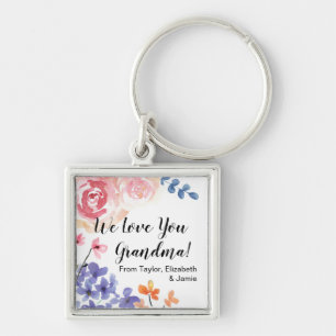 Porte-clés Fleur aquarelle personnalisée Nous vous aimons gra