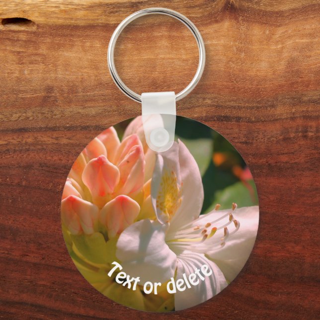 Porte-clés Fleur Azalée blanche personnalisée (Recto)