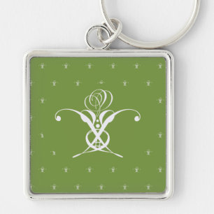 Porte-clés Fleur blanche Pastel vert Pâques