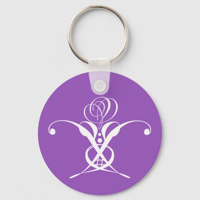 Porte-clés Fleur blanche Pastel violet Pâques (Recto)