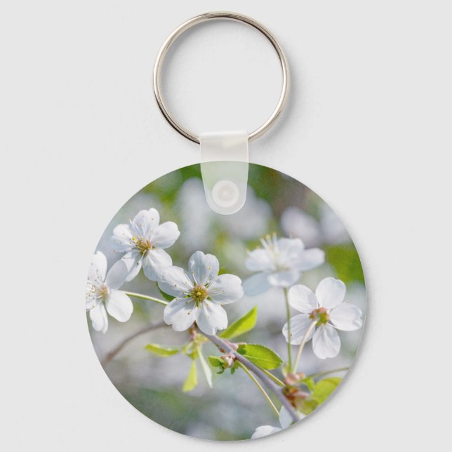 Porte-clés Fleur cerise blanche (Recto)