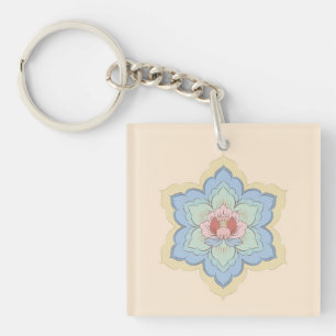 Porte-clés Fleur chinoise Baoxiang en pêche et ciel