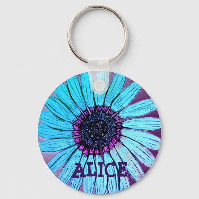 Porte-clés Fleur croisée personnalisée (Recto)