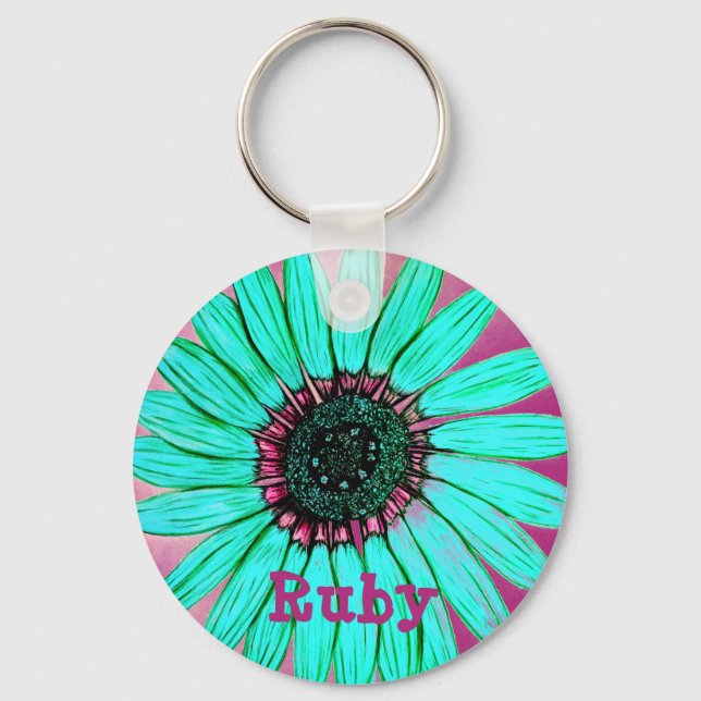 Porte-clés Fleur croisée personnalisée (Recto)