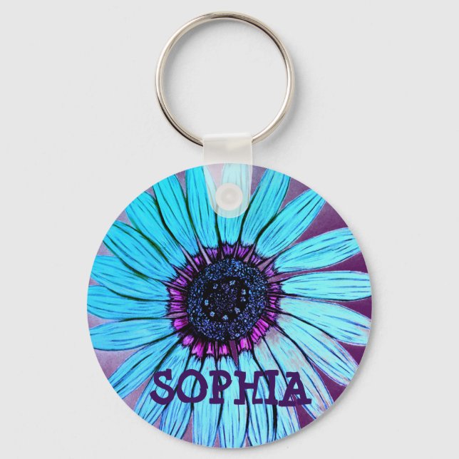 Porte-clés Fleur croisée personnalisée (Recto)