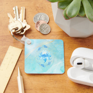 Porte-clés Fleur d'Azur, Élégante Art Floral Bleu