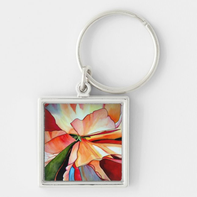 Porte-clés Fleur de bégonia arc-en-ciel aquarelle art origina (Devant)