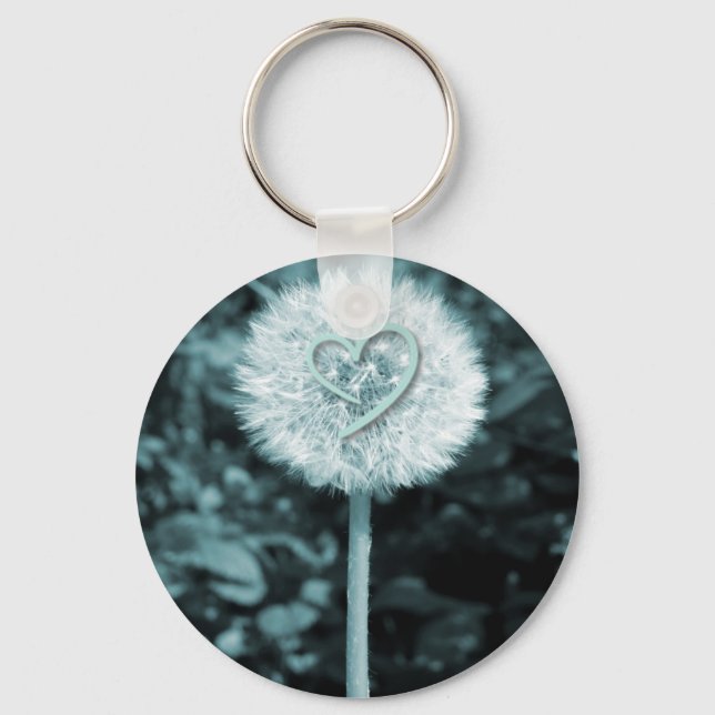Porte-clés Fleur de coeur bleuté Herz (Recto)