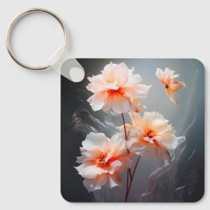 Porte-clés Fleur de Fard Élégante Résumé Flux Brumeux