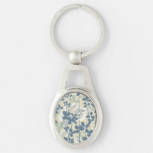 Porte-clés Fleur de feuille bleue asiatique japonaise