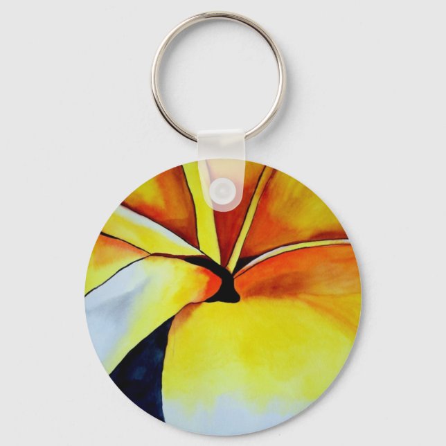 Porte-clés Fleur de frangipanier jaune tropicale, art origina (Recto)