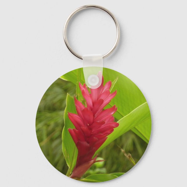 Porte-clés Fleur de gingembre rouge (Alpinia) tropicale (Recto)
