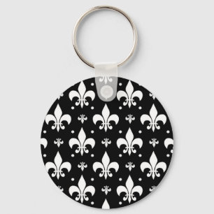 Porte-clés Fleur de lis noir design Motif