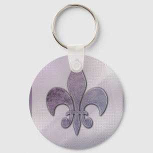 Porte-clés Fleur-De-lis pourpre et gris