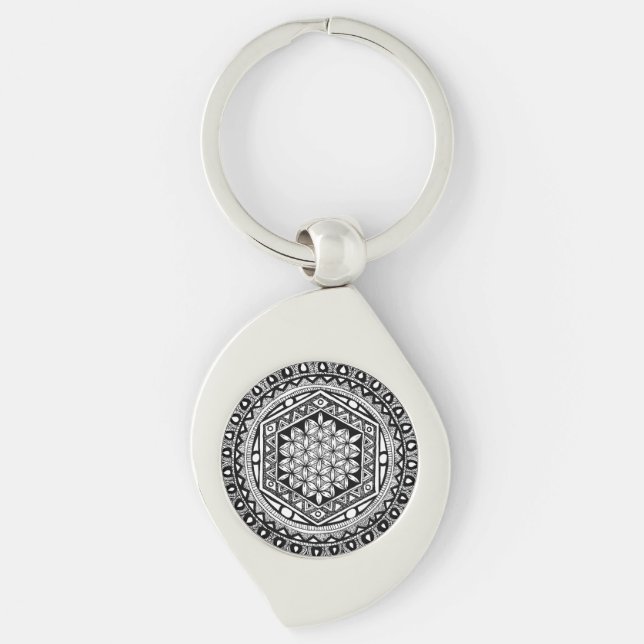 Porte-clés Fleur de mandala de la vie (Devant)