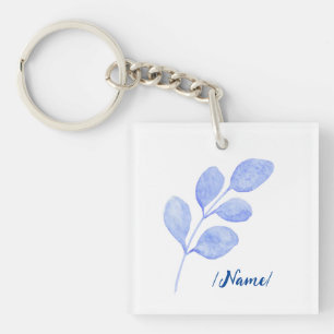 Porte-clés Fleur de naissance Branche bleue Cadeau de vacance