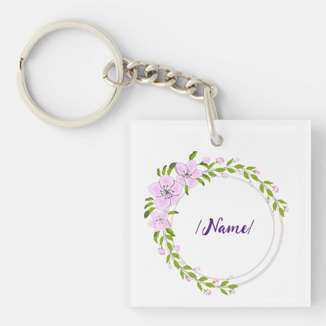 Porte-clés Fleur de naissance Pommier cadeau de vacances (Devant)
