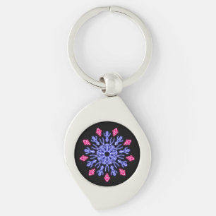 Porte-clés Fleur de néon bleu et rouge