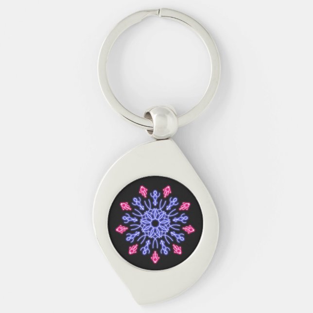 Porte-clés Fleur de néon bleu et rouge (Devant)