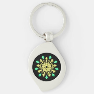 Porte-clés Fleur de néon jaune et vert