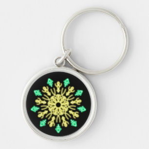 Porte-clés Fleur de néon jaune et vert