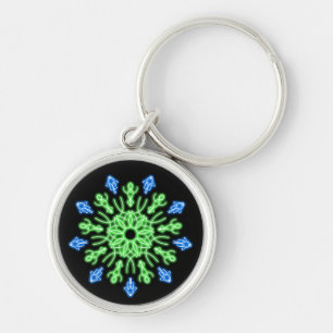 Porte-clés Fleur de néon vert et bleu