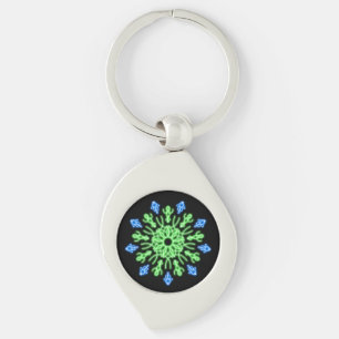Porte-clés Fleur de néon vert et bleu