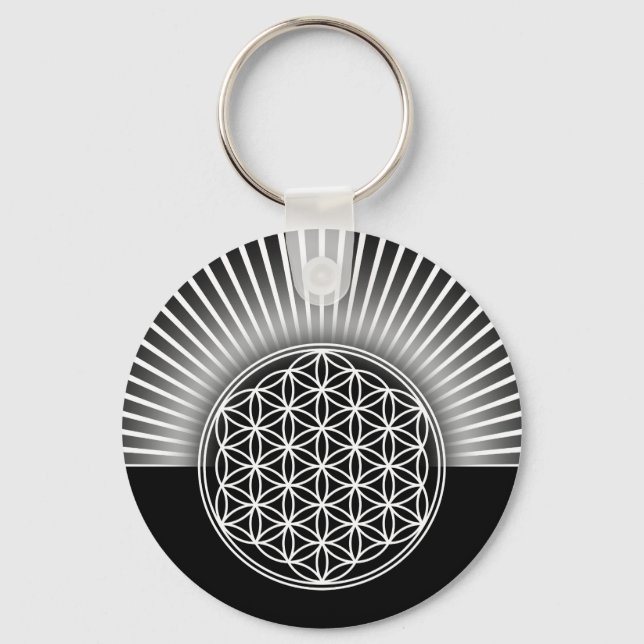 Porte-clés Fleur de vie / Blume des Lebens - blanc plat (Recto)
